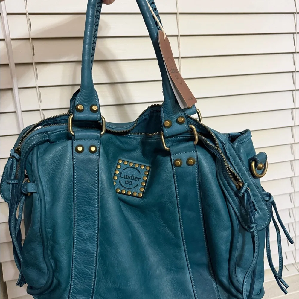 Lusher leather turquoise hobo bag - Picture 2 of 10